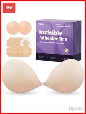 Strapless Sticky Bra Push Up - Adhesive Backless Bra for Women - Invisible Lift